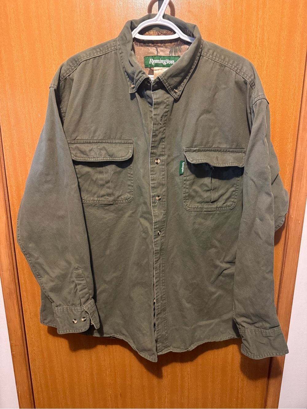 Remington Green Cotton Field Shirt Jacket with Camouflage Lining